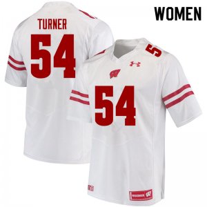 Women's Wisconsin Badgers NCAA #54 Jordan Turner White Authentic Under Armour Stitched College Football Jersey XQ31O22CV
